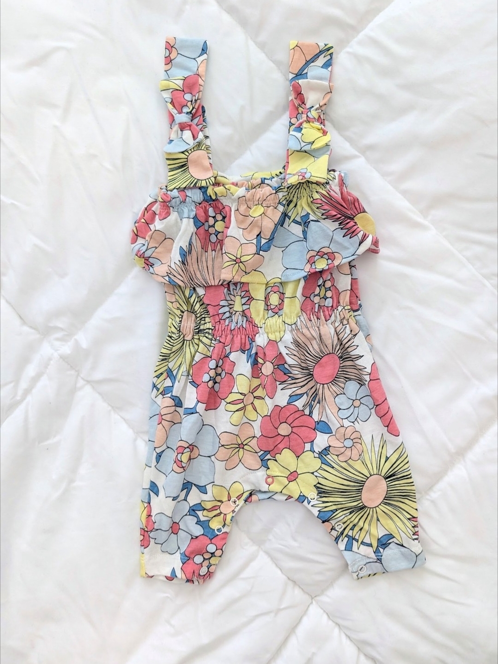 Floral Ruffle Baby Romper - Multi Color - Picture 5 of 13